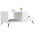 VidaXL Stolik kawowy Biały wysoki połysk 90 x 50 x 40 cm