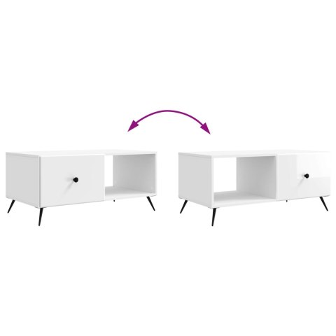 VidaXL Stolik kawowy Biały wysoki połysk 90 x 50 x 40 cm
