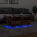 VidaXL Stolik kawowy z oświetleniem LED, stare drewno, 90x49x40 cm