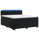 ŁÓŻKO BOX SPRING Z MATERACEM I LED CZARNY 140 X 200 CM WELUR
