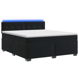 ŁÓŻKO BOX SPRING Z MATERACEM I LED CZARNY 140 X 200 CM WELUR