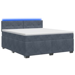 ŁÓŻKO BOX SPRING Z MATERACEM I LED CIEMNOSZARY 140 X 190 CM