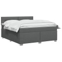 ŁÓŻKO BOX SPRING Z MATERACEM I LED CIEMNOSZARY 160 X 200 CM