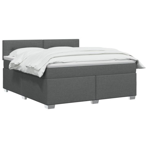ŁÓŻKO BOX SPRING Z MATERACEM I LED CIEMNOSZARY 160 X 200 CM