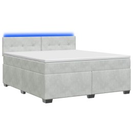 ŁÓŻKO BOX SPRING Z MATERACEM I LED JASNOSZARY 140 X 200 CM