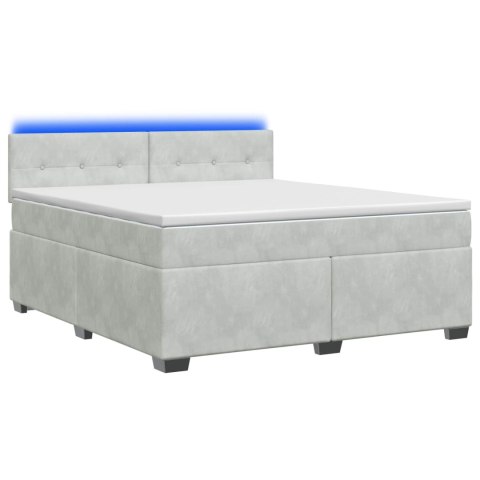 ŁÓŻKO BOX SPRING Z MATERACEM I LED JASNOSZARY 140 X 200 CM
