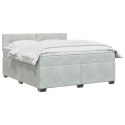 ŁÓŻKO BOX SPRING Z MATERACEM I LED JASNOSZARY 140 X 200 CM