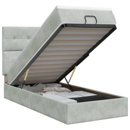 VidaXL Łóżko ottoman z materacem jasnoszary 90 x 200 cm Welur