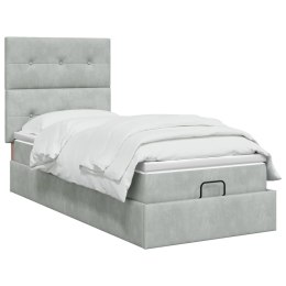 VidaXL Łóżko ottoman z materacem jasnoszary 90 x 200 cm Welur
