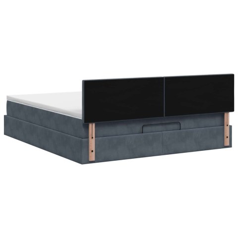 VidaXL Łóżko z pojemnikiem i materacem LED ciemnoszary 140 x 190 cm