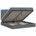 VidaXL Łóżko z pojemnikiem i materacem LED ciemnoszary 140 x 190 cm