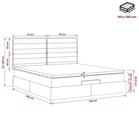 VidaXL Łóżko z pojemnikiem i materacem LED ciemnoszary 140 x 190 cm