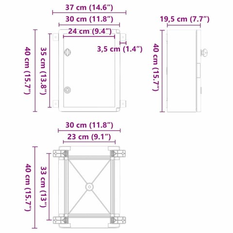VidaXL Szafka sterownicza Szary 37 x 19,5 x 40 cm Plastik ABS