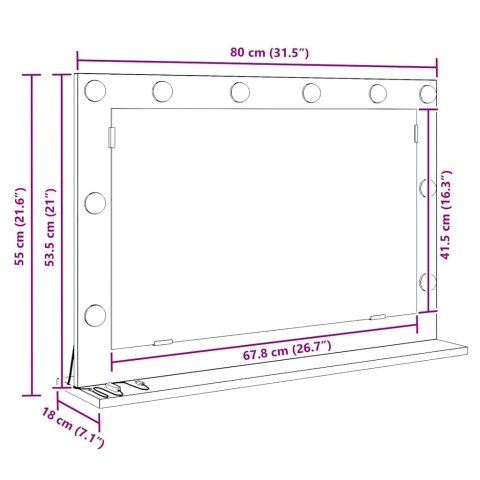 LUSTRO TOALETOWE Z OŚWIETLENIEM LED BETONOWY SZARY 80X55X18CM