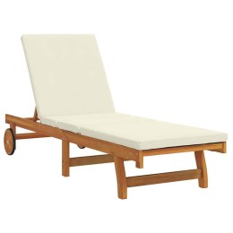 VidaXL Leżak Brązowy i Kremowy 199 x 63 x 85 cm Lite Drewno Akacji