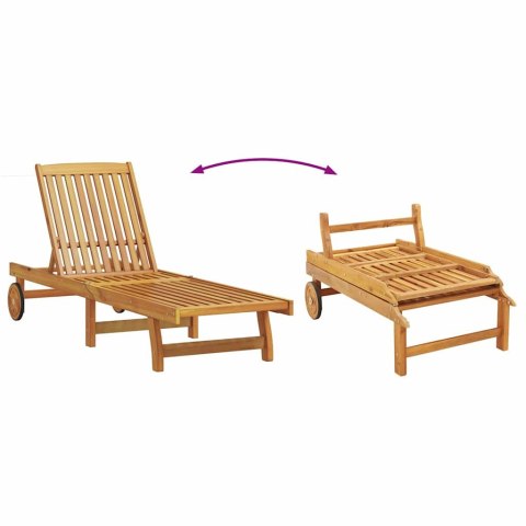 VidaXL Leżak Brązowy i Kremowy 199 x 63 x 85 cm Lite Drewno Akacji