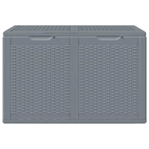 VidaXL Skrzynia ogrodowa, szara, rattan PP, 180 L