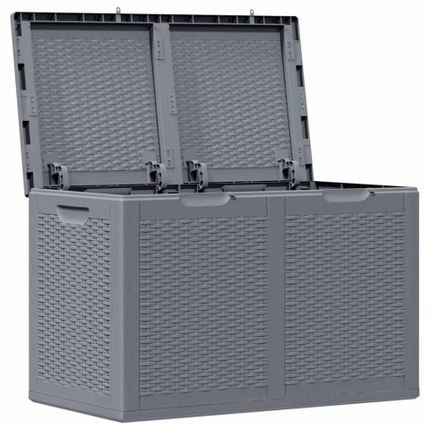VidaXL Skrzynia ogrodowa, szara, rattan PP, 180 L