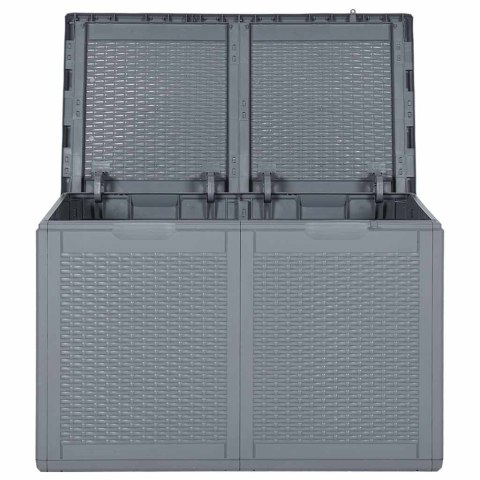 VidaXL Skrzynia ogrodowa, szara, rattan PP, 180 L