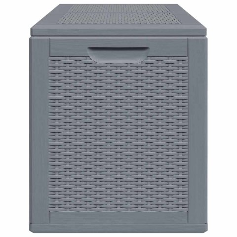 VidaXL Skrzynia ogrodowa, szara, rattan PP, 180 L