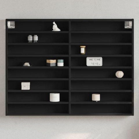 VidaXL Witryna, czarna, 100x8,5x75 cm, materiał drewnopochodny