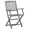 VidaXL Krzesła składane 8 szt. z poduszkami, lite drewno akacjowe