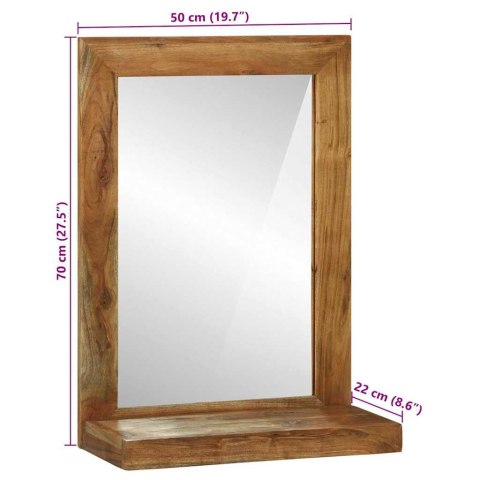 VidaXL Lustro łazienkowe Brązowy 50 x 22 x 70 cm Lite Drewno Akacji