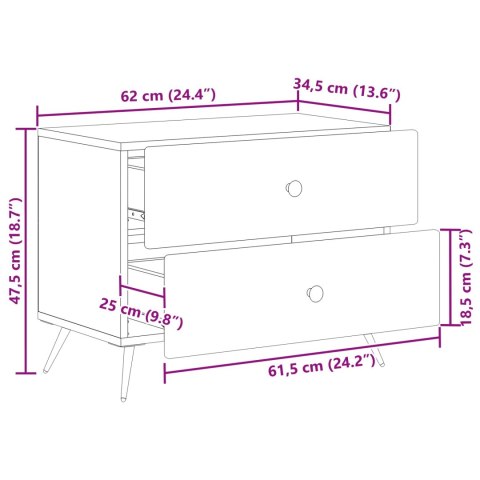VidaXL Szafka Nocna z szufladą Szary Sonoma 62 x 34,5 x 47,5 cm