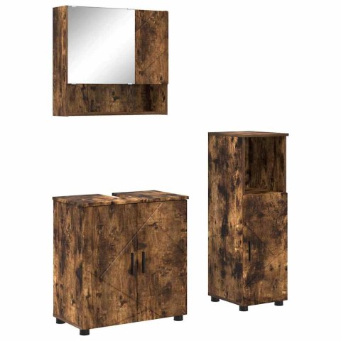 VidaXL Zestaw mebli łazienkowych 3 szt. Dąb wędzony 61 x 35 x 64 cm