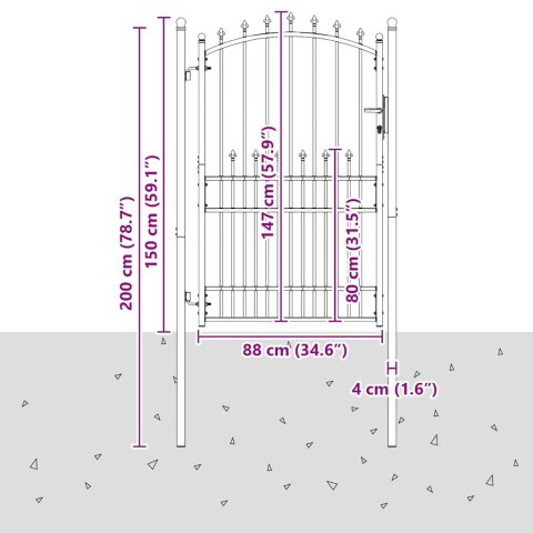 VidaXL Brama ogrodzeniowa EMMEN z kolcami stalowa 104x147 cm zielona