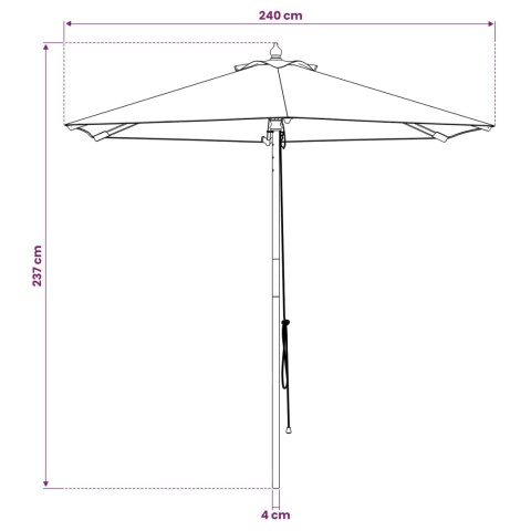 VidaXL Parasolka ogrodowa Ø 240 x 237 cm Lite Drewno Eukaliptusowe