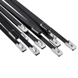 VidaXL Związywacz kablowy 12 szt. 4,6 x 800 mm Czarny