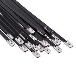 VidaXL Związywacz kablowy 25 szt. 4,6 x 300 mm Czarny