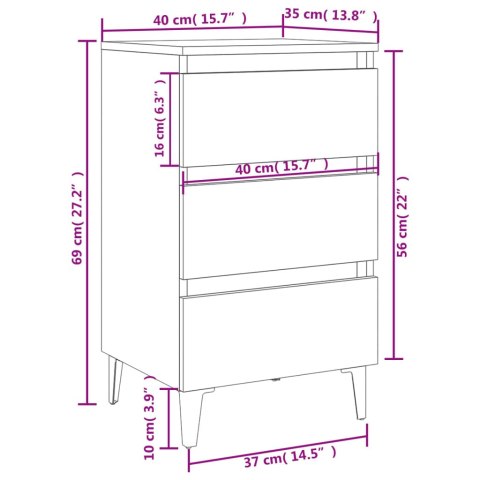 SZAFKA NOCNA SZARY BETON 40X35X69CM Z METALOWYMI NÓŻKAMI