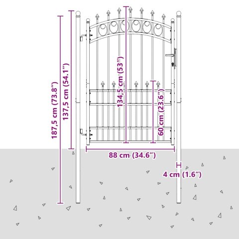 VidaXL Brama ogrodzeniowa EMMEN z kolcami stalowa 104x134,5 cm czarna