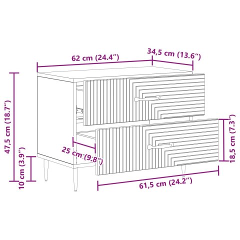 VidaXL Szafka Nocna z szufladą Stare drewno 62 x 34,5 x 47,5 cm