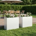 VidaXL Doniczka ogrodowa 2 szt. Biały 50 x 20 x 40 cm Stal zimnogięta