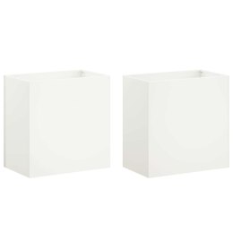 VidaXL Doniczka ogrodowa 2 szt. Biały 50 x 30 x 50 cm Stal zimnogięta