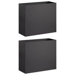 VidaXL Doniczka ogrodowa 2 szt. Czarny 50 x 20 x 40 cm Stal zimnogięta