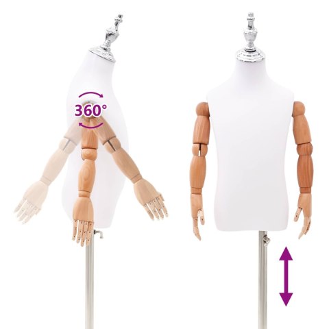 VidaXL Regulowany manekin 120-150 cm z podstawą Dla obu płci PP Biały