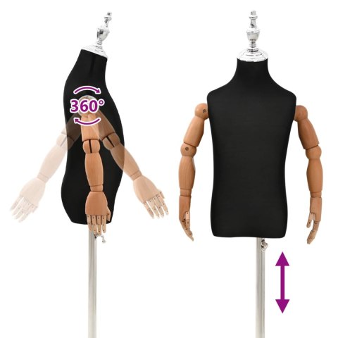 VidaXL Regulowany manekin 120-150 cm z podstawą Dla obu płci PP Czarny