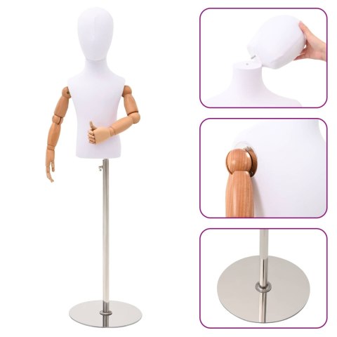 VidaXL Regulowany manekin 120-157 cm z podstawą Dla obu płci PP Biały