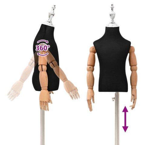 VidaXL Regulowany manekin 120-157 cm z podstawą Dla obu płci PP Czarny