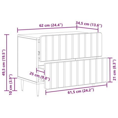 VidaXL Szafka Nocna Szary Sonoma 62 x 34,5 x 49,5 cm