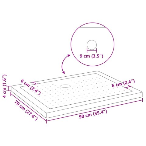 VidaXL Brodzik prysznicowy z kropeczkami 90 x 70 x 4 cm ABS Czarny