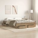 VidaXL Ramka łóżka Dąb rzemieślniczy 140 x 190 cm Drewno inżynieryjne