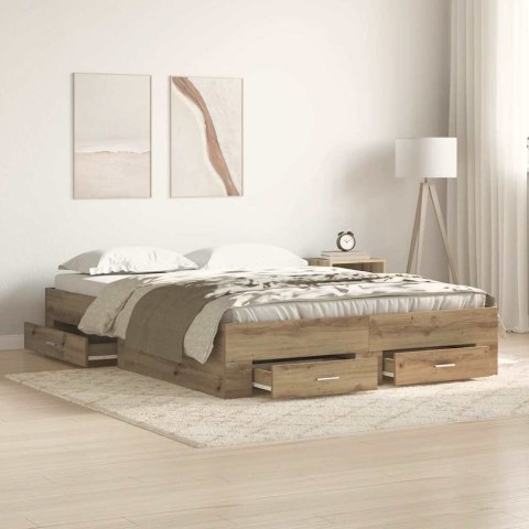 VidaXL Ramka łóżka Dąb rzemieślniczy 140 x 190 cm Drewno inżynieryjne