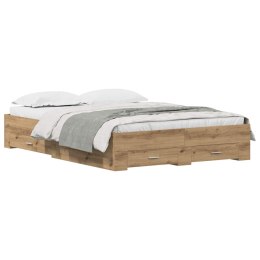 VidaXL Ramka łóżka Dąb rzemieślniczy 140 x 190 cm Drewno inżynieryjne