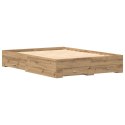 VidaXL Ramka łóżka Dąb rzemieślniczy 140 x 190 cm Drewno inżynieryjne
