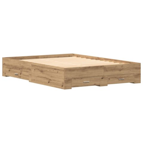 VidaXL Ramka łóżka Dąb rzemieślniczy 140 x 190 cm Drewno inżynieryjne